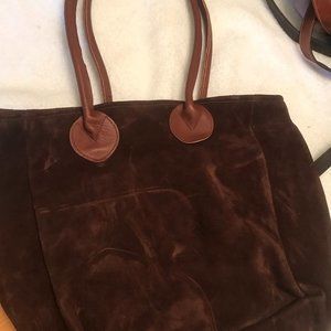 New England Brown Suede Leather Satchel
